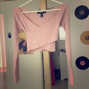 Pink long sleeved crop top
